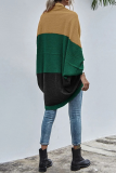 Casual Patchwork Contrast Tops Sweater