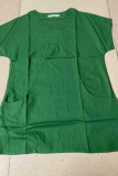 Fashion British Style Solid Split Joint O Neck Tops