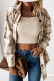 Fashion Sweet Adult Plaid Patchwork Split Joint Cardigan Turndown Collar Tops