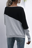 Casual Patchwork Contrast Off the Shoulder Tops