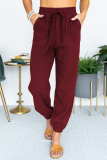 Casual Solid Split Joint Pocket Loose Mid Waist Harlan Solid Color Bottoms