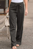 Fashion Casual Solid With Belt Loose High Waist Wide Leg Bottoms