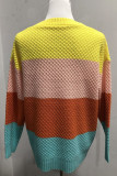 Fashion Casual Striped Split Joint O Neck Tops