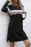 Fashion Street Leopard Split Joint O Neck A Line Dresses