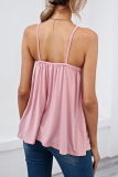 Casual Solid Split Joint Backless V Neck Tops