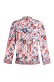 Street Print Split Joint Buttons Mandarin Collar Tops