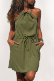 Fashion Simplicity Print Split Joint Spaghetti Strap A Line Dresses