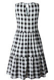 Fashion Street Plaid Split Joint O Neck Princess Dresses