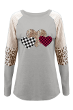 Casual Print Split Joint O Neck Tops