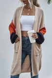 Casual Patchwork Pocket Contrast Tops Sweater