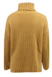 Fashion Casual Solid Split Joint Turtleneck Tops