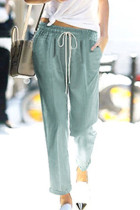 Fashion Street Solid Loose High Waist Harlan Bottoms