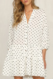 Fashion Street Dot Split Joint Mandarin Collar Printed Dresses