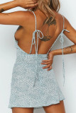 Fashion Sexy Print Backless Spaghetti Strap A Line Dresses