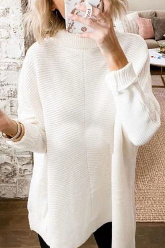 Fashion Casual Solid Split Joint Turtleneck Tops
