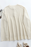 Casual Solid Buckle V Neck Tops Sweater