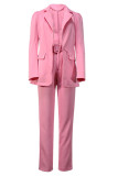 Fashion Casual Solid Split Joint Turndown Collar Long Sleeve Two Pieces