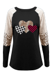 Casual Print Split Joint O Neck Tops