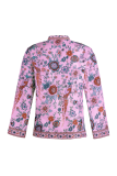 Street Print Split Joint Buttons Mandarin Collar Tops