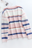 Casual Striped Basic O Neck Tops Sweater