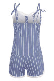 Fashion Street Striped Split Joint Spaghetti Strap Sleeveless Two Pieces