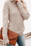 Fashion Casual Solid Split Joint Turtleneck Tops