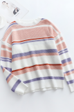Casual Striped Basic O Neck Tops Sweater
