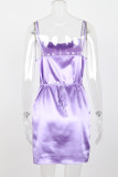 Fashion Street Solid Spaghetti Strap A Line Dresses