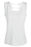 Fashion Street Solid Backless O Neck Tops