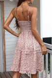 Fashion Casual Print Flounce V Neck A Line Dresses