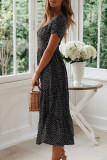 Fashion Street Print Split Joint Square Collar A Line Dresses