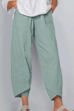 Fashion Casual Solid Pocket Loose High Waist Pencil Bottoms