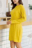 Fashion Daily Adult Solid O Neck Long Sleeve Knee Length Long Sleeve Dress Dresses