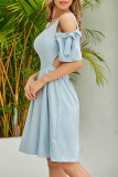 Casual Elegant Solid Backless With Bow O Neck Dresses