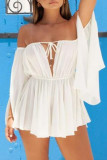 Fashion Simplicity Solid Split Joint Off the Shoulder Pleated Dresses