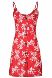 Fashion Street Print Split Joint V Neck A Line Dresses
