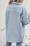 Casual Solid Pocket Buckle Turndown Collar Outerwear