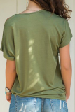 Casual Solid Split Joint Oblique Collar T-Shirts