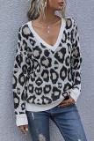 Fashion Street Leopard Split Joint V Neck Tops
