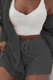 Fashion Casual Solid Split Joint V Neck Long Sleeve Three Pieces