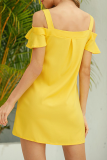 Casual Elegant Solid Hollowed Out O Neck A Line Dresses
