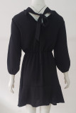 Fashion Street Adult Solid Split Joint Half A Turtleneck Long Sleeve Mini A Line Dresses