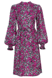 Fashion Elegant Floral Split Joint Frenulum O Neck A Line Dresses