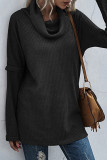 Fashion Casual Solid Split Joint Scarf Collar Tops