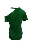 Casual Solid Asymmetrical O Neck T-Shirts