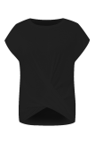 Casual Solid Fold O Neck T-Shirts