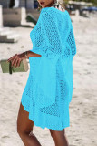 Fashion Vacation Solid Hollowed Out Swimwears Cover Up