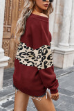 Fashion Street Leopard Split Joint V Neck Tops