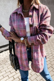 Fashion Sweet Adult Plaid Patchwork Split Joint Cardigan Turndown Collar Tops