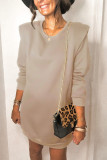 Fashion Casual Solid Split Joint O Neck Pencil Skirt Dresses